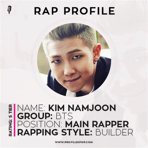 Rap Monster Bts Rap Profile Profile Kpop Vocal And Rap Skills With Profiles And Rankings