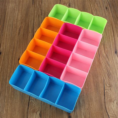 Diy cutting drawer partition for underwear storage 4pcs. DIY Plastic Drawer Organizer Storage Divider Box For Tie Bra Socks Underwear | eBay