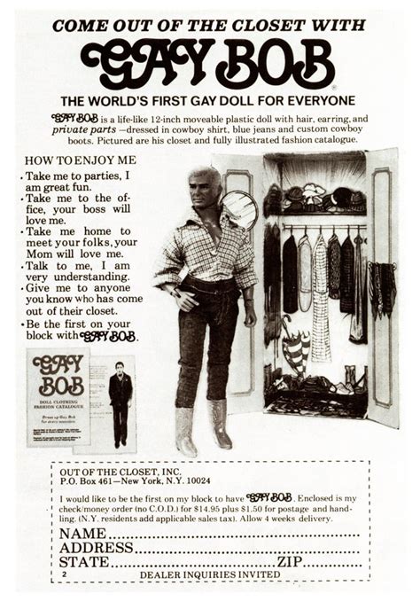 1978 Ad For The Gay Bob Doll He Was Created In 1977 By Former