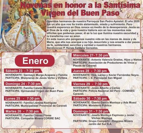 Prelatura De Caravelí Programa Fiesta Virgen Del Buen Paso Caravelí