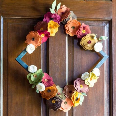 Felt Flower Wreath In Fall Colors Hearth And Vine