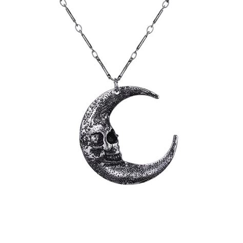 Skull Moon Silver Pendant Necklace From Restyle