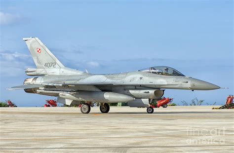 A Polish Air Force F 16 Taxiing Photograph By Giovanni Colla Fine Art