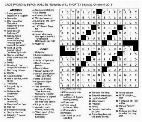 The New York Times Crossword In Gothic 100513 — The Saturday Crossword