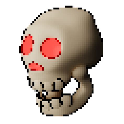 Free Pixel Style Skull Or Head Skeleton With Red Glowing Eyes Halloween