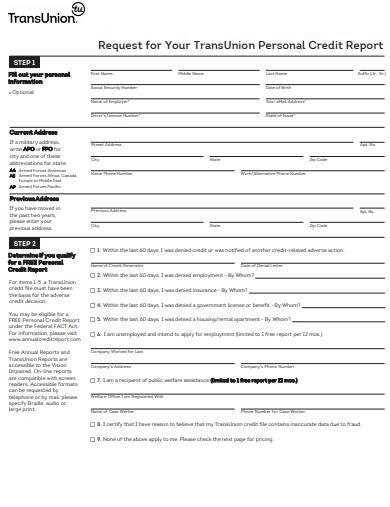 Annual Credit Report Request Form Transunion