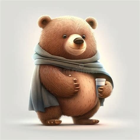 Cute Bear Character Illustration On White Background Generative Ai