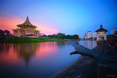 Sunset At Kuching Waterfront Kuching The Capital Of Sarawak Is