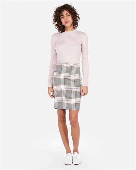 Clothingwomenhigh Waisted Plaid Pencil Skirt