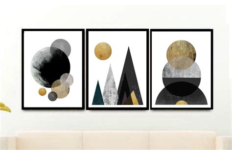 Art Minimaliste Moderne Triptyque Ensemble De 3 Estampes Art Géométrique Tirages Dart