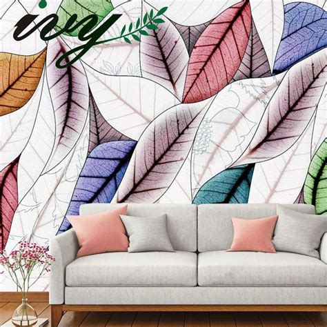 Ivy Morden 3d Leaves Colorful Wallpapers Large Custom Mural Walls Photo