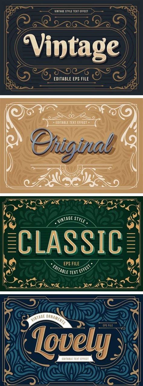 Elegant Vintage Styles And Ornaments Pack 8 Vector Text Effects Daz3d