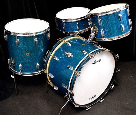 Wfl 22131655x14 Drum Set 1950s Blue Sparkle Reverb Drums