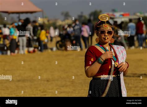 woman from the kirat community in traditional attire take part in the celebration of udhauli
