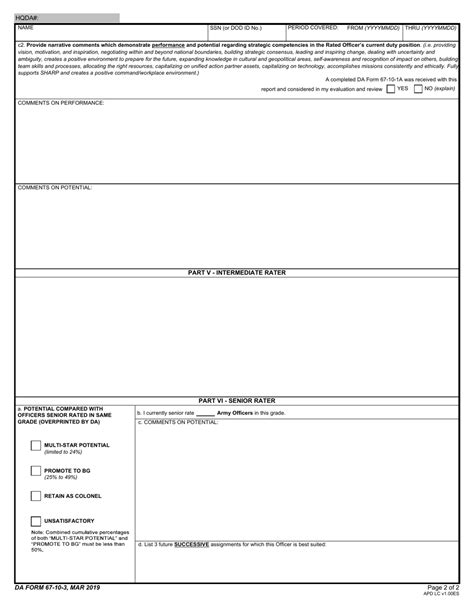 Da Form 67 10 3 Download Fillable Pdf Or Fill Online Strategic Grade
