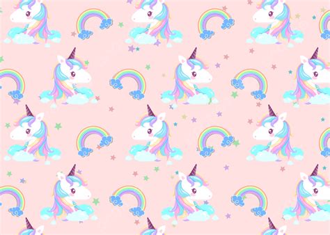 Cute Rainbow Unicorn Pattern Background Cute Unicorn Background