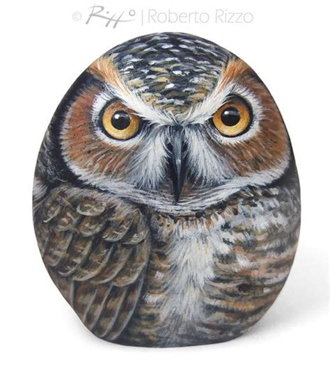 Original Hand Painted Rock Owl A Stunning Piece For Owl Etsy In 2020