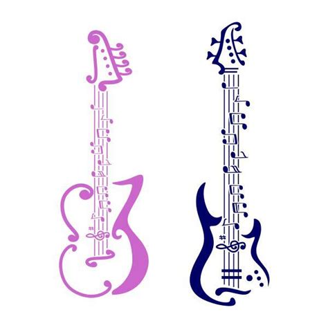 Guitar Music Notes Cuttable Design Apex Embroidery Designs Monogram