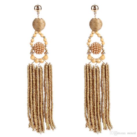 2021 long tassel earrings 2018 trendy beads fringe bohemian ball earring for women statement