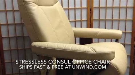 In batick black leather and oak base, as pictured. Stressless Consul Office | Ekornes Ergonomic Chair - YouTube