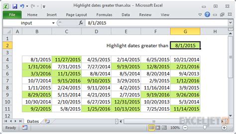Highlight Dates Greater Than Excel Formula Exceljet