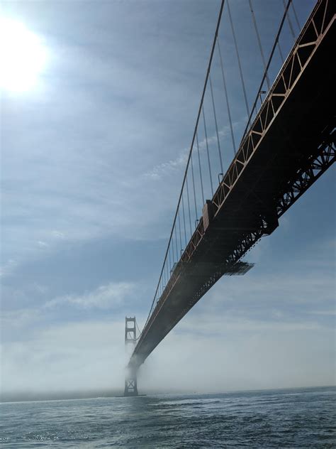 View from under Golden Gate Bridge from a boat : bayarea