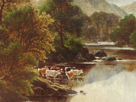 Antiques Atlas Landscape Oil Painting Cattle Watering By Rmann