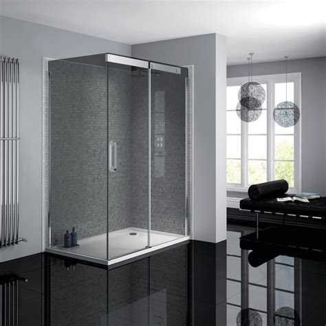 800 X 1200mm Smoked Glass Sliding Door Right Hand Shower Enclosure Neptune Better Bathrooms