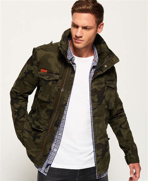 Mens Classic Rookie Military Jacket In Hurricane Camo Superdry Uk