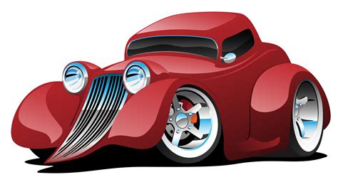 Download Red Hot Rod Restomod Coupe Cartoon Car Vector Illustration 372831 - Download Free Vectors ...