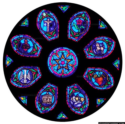Clustered Symbols Of Faith Religious Stained Glass Window