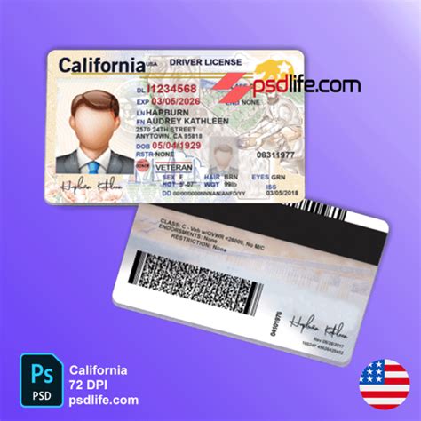 California Of Usa Driver License Psd Template