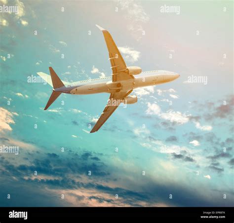 Big Jet Plane Flying Against Perfect Sky Background Stock Photo Alamy