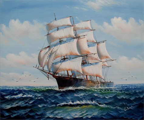 Sailing Ship 12 Quality Hand Painted Oil Painting 20x24in Ebay