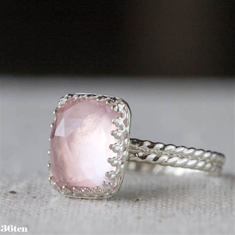 items similar to pink rose quartz sterling silver ring unique engagement on etsy