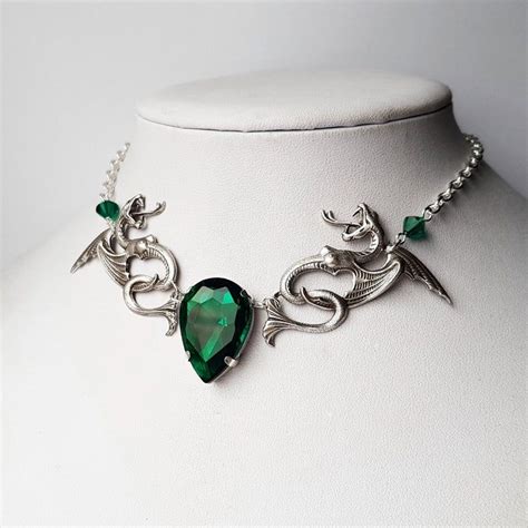 Serpent Necklace Snake Necklace Emerald Necklace Serpent Necklace