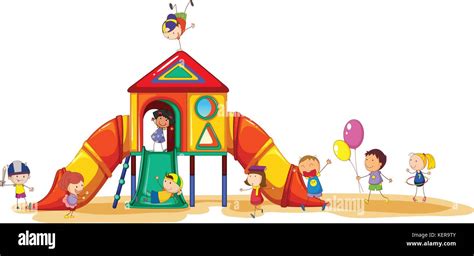 Children Having Fun At The Playground Stock Vector Image And Art Alamy
