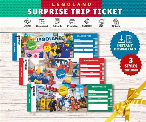 Editable Legoland Surprise Trip Reveal Tickets Building Etsy Uk
