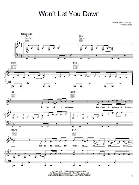 Won't Let You Down | Sheet Music Direct