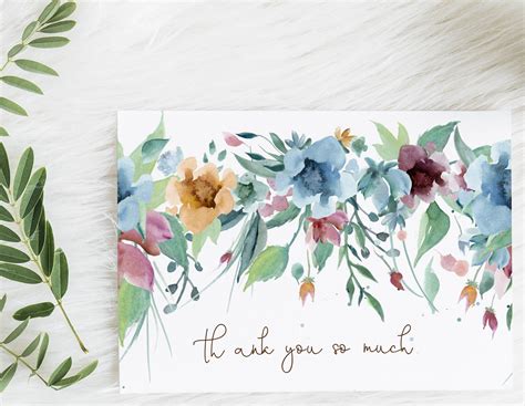 Floral Thank You Card Etsy