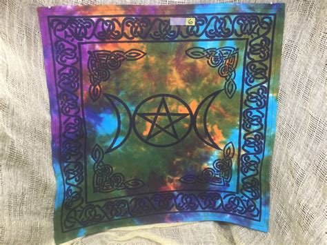 Triple Moon With Pentagram Altar Cloth Witch Decoration Wiccan Etsy