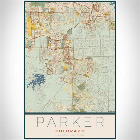 Parker Colorado Map Print In Woodblock Etsy