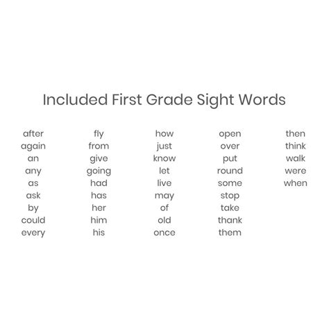 Printable First Grade Dolch Sight Words Flash Cards 41 Words Instant