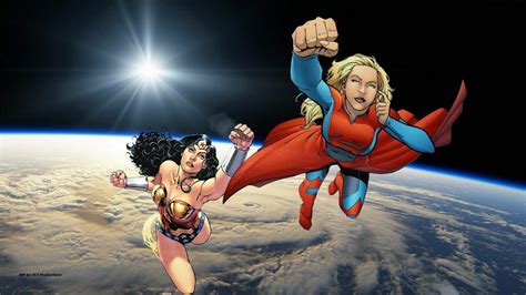Wonder Woman Supergirl In Space Wallpaper