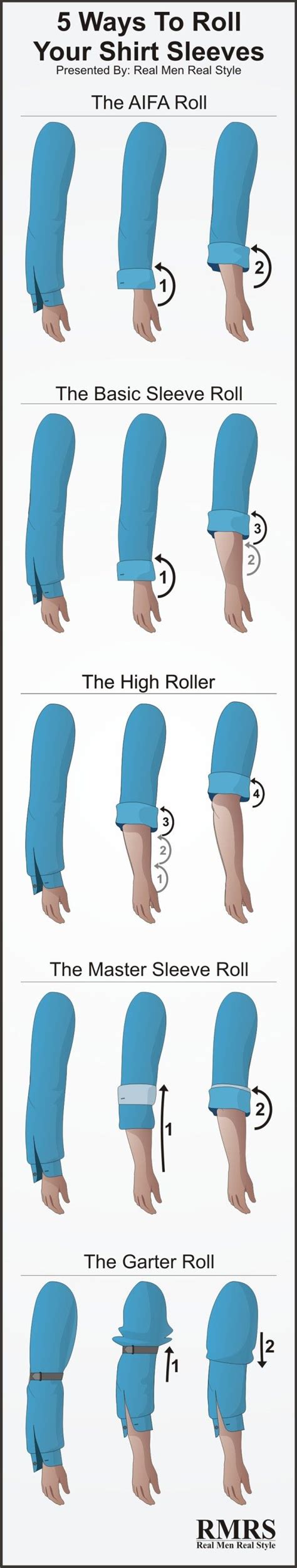 How To Roll Shirt Sleeves 5 Ways To Fold Your Shirt Sleeves Sleeve