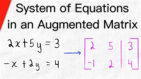 Augmented Matrix For System Of Linear Equations Algebra YouTube