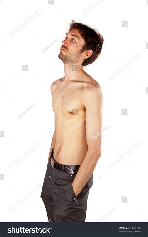 Very Skinny Guy Flexing His Muscles Stock Photo Shutterstock