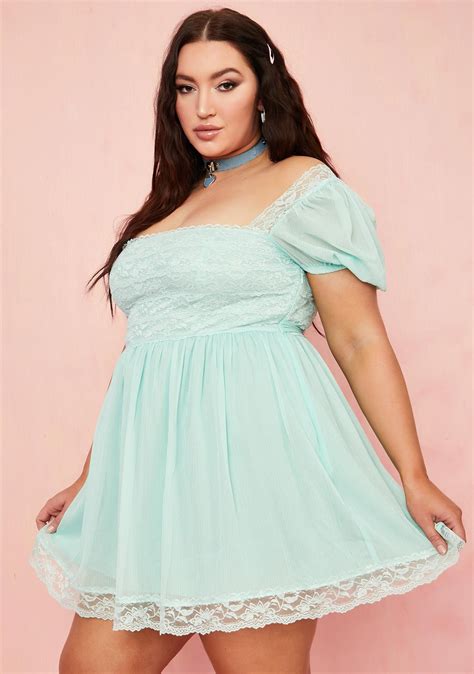 Plus Size Sugar Thrillz Lace Babydoll Dress Mint Green Blue Dolls Kill