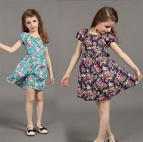 2015 Children Summer Clothing Girls Floral Cotton Dress