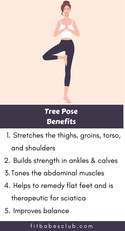 A Woman Doing Yoga Poses With The Words Tree Pose Benefits